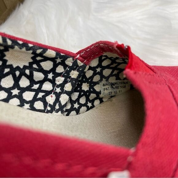 Toms Calypso Red Canvas Peep Toe Wedge Espadrille 10 - Picture 7 of 8